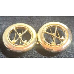 Womens Vintage Dotty Smith Golf Belt Buckle Gold Interchangeable